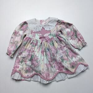 Vintage Little Love Dress Girls Size 18m Pink Floral Tea Party